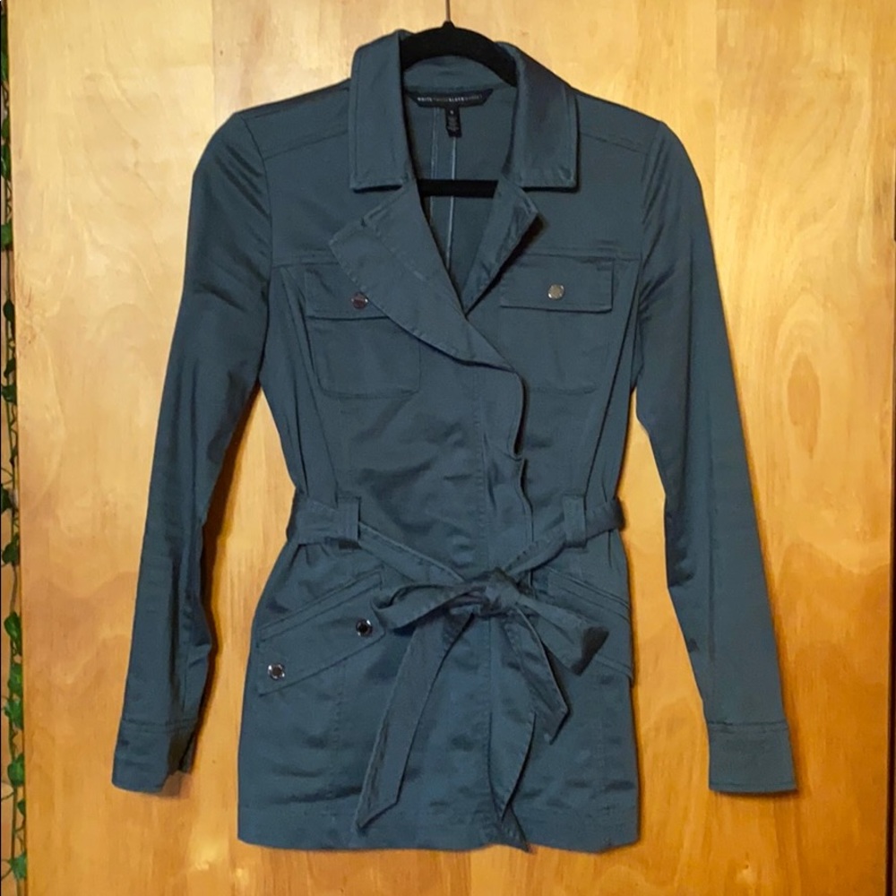 WHBM green ruffle detail jacket